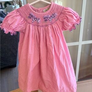 Pink Smocked Kids Casual Dress